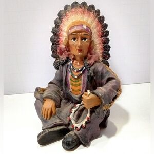 Native American Chief Figurine Resin Indian Sitco Importing